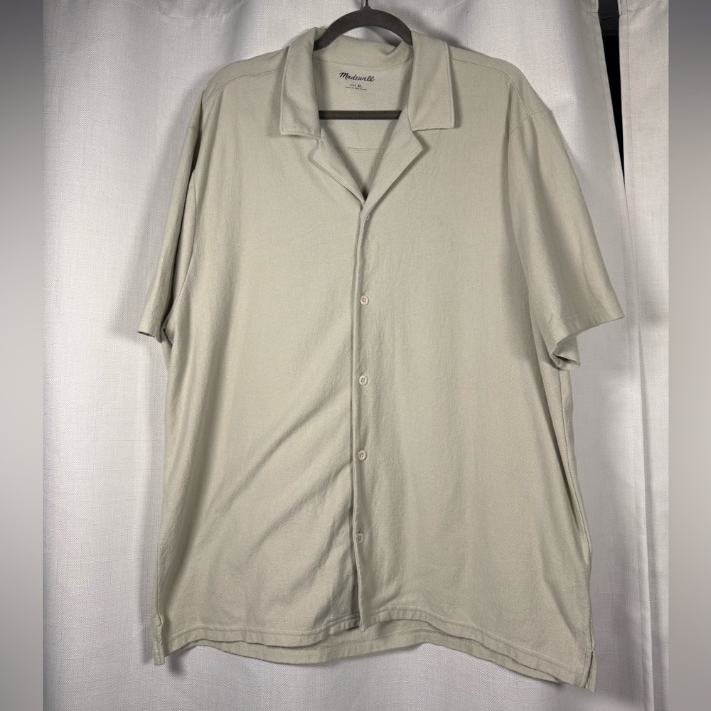 Madewell Easy Short Sleeve Shirt in Stripe Sage Green XL - Picture 5 of 10
